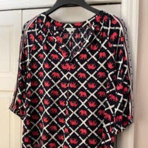 Crown & Ivy Navy and Pink Elephant Top (Medium)